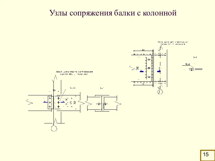 Узлы сопряжения балки с колонной