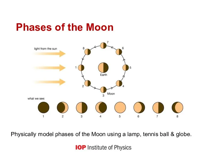 Phases of the Moon Physically model phases of the Moon