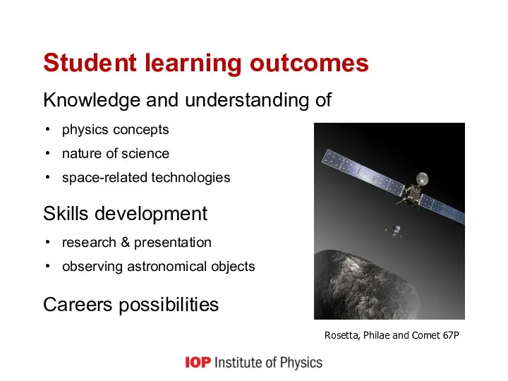 Student learning outcomes Knowledge and understanding of physics concepts nature