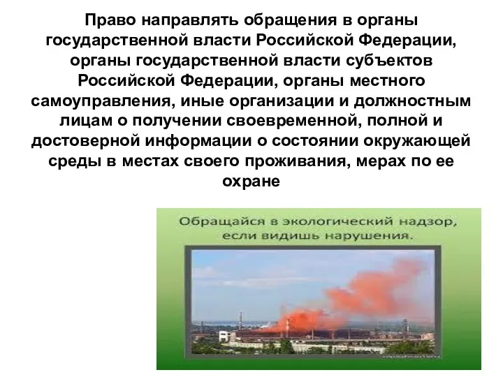 Право направлять обращения в органы государственной власти Российской Федерации, органы