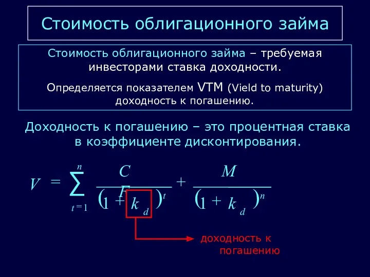 Стоимость облигационного займа Стоимость облигационного займа – требуемая инвесторами ставка