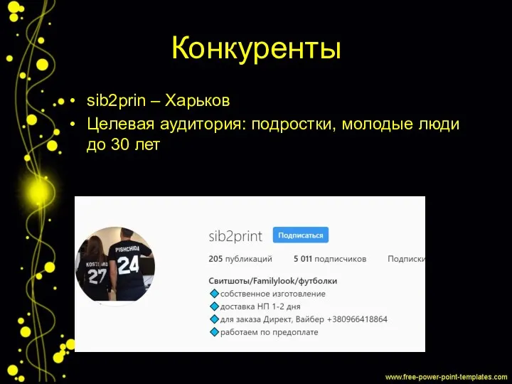 sib2prin – Харьков Целевая аудитория: подростки, молодые люди до 30 лет Конкуренты