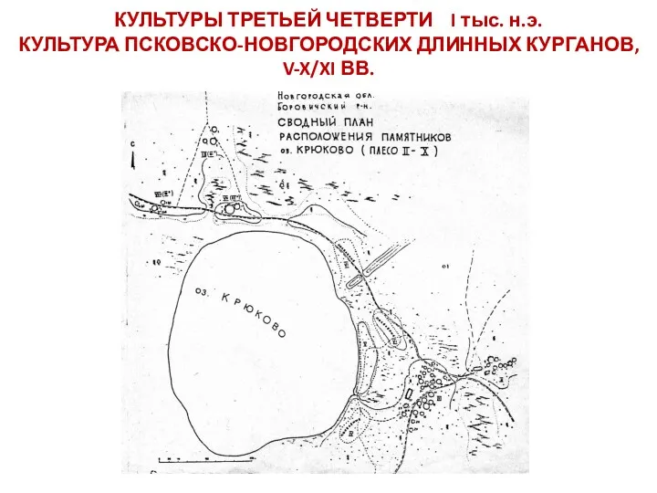 КУЛЬТУРЫ ТРЕТЬЕЙ ЧЕТВЕРТИ I тыс. н.э. КУЛЬТУРА ПСКОВСКО-НОВГОРОДСКИХ ДЛИННЫХ КУРГАНОВ, V-X/XI ВВ.