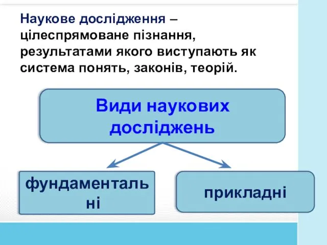 Наукове дослідження – цілеспрямоване пізнання, результатами якого виступають як система