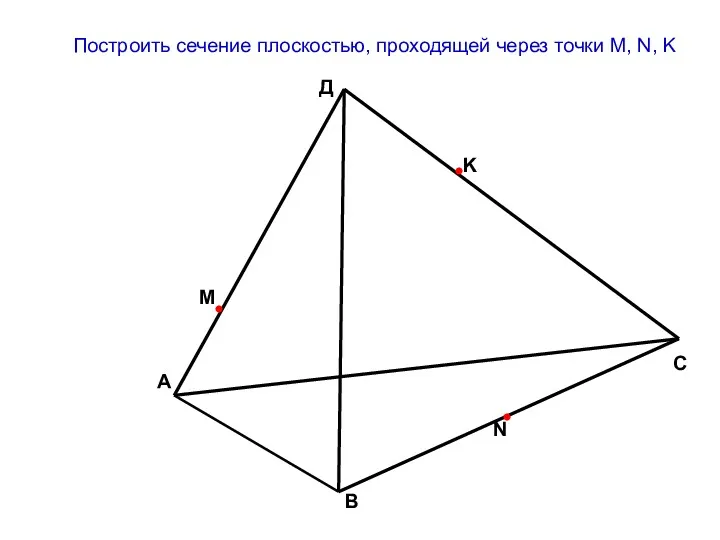 Построить сечение плоскостью, проходящей через точки M, N, K