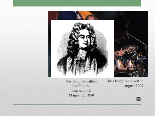 Chris Burgh’s concert in august 2007 Portrait of Jonathan Swift in the International Magazine, 1850
