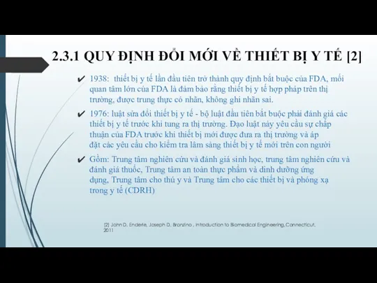 2.3.1 QUY ĐỊNH ĐỔI MỚI VỀ THIẾT BỊ Y TẾ