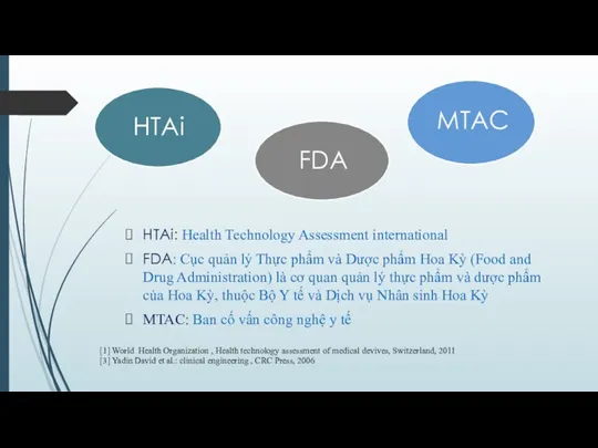 HTAi: Health Technology Assessment international FDA: Cục quản lý Thực