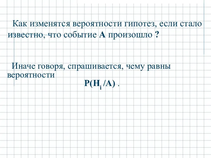 Как изменятся вероятности гипотез, если стало известно, что событие А