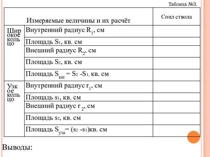 Таблица №3. Выводы: