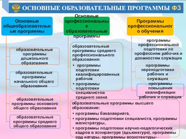 ОСНОВНЫЕ ОБРАЗОВАТЕЛЬНЫЕ ПРОГРАММЫ ФЗ