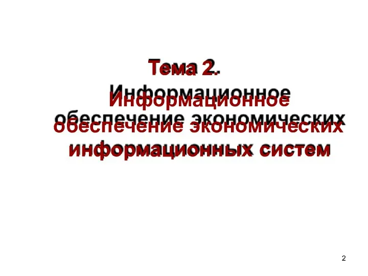 Тема 2. Информационное обеспечение экономических информационных систем 2