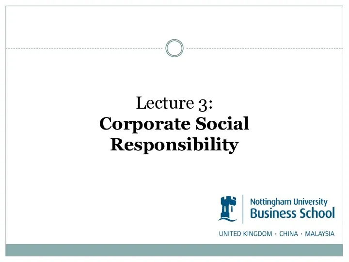 Lecture 3: Corporate Social Responsibility