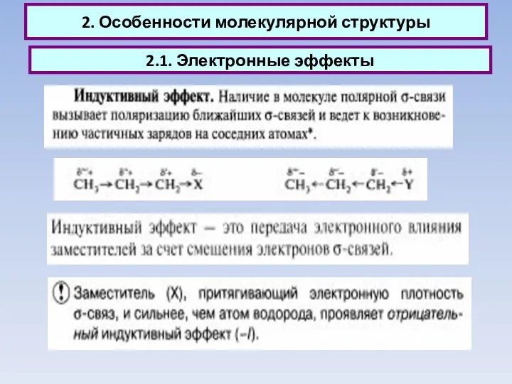 2. Особенности молекулярной структуры 2.1. Электронные эффекты