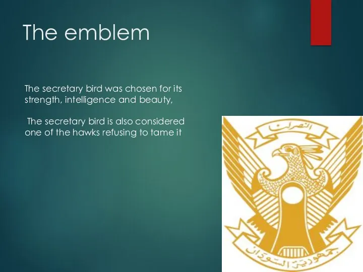 The emblem The secretary bird was chosen for its strength,