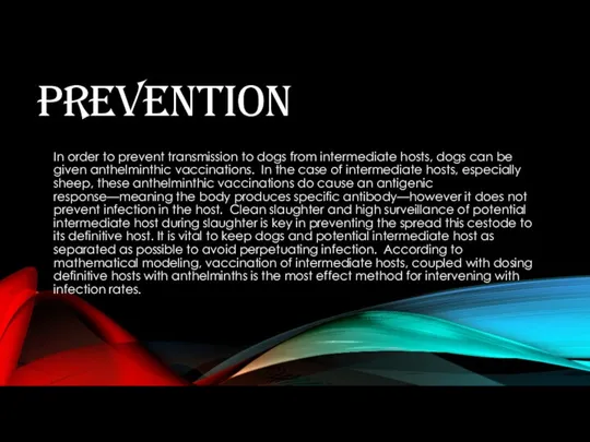 PREVENTION In order to prevent transmission to dogs from intermediate