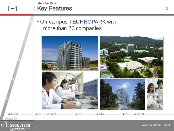 Key Features Ⅰ -1 3 About SeoulTech On-campus TECHNOPARK with more than 70 companies