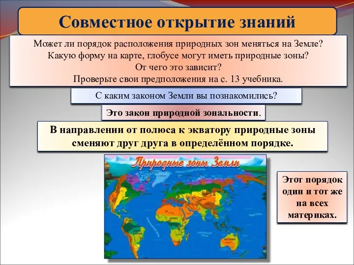 Совместное открытие знаний Может ли порядок расположения природных зон меняться