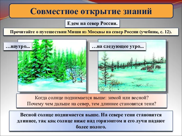 Совместное открытие знаний Едем на север России. Прочитайте о путешествии