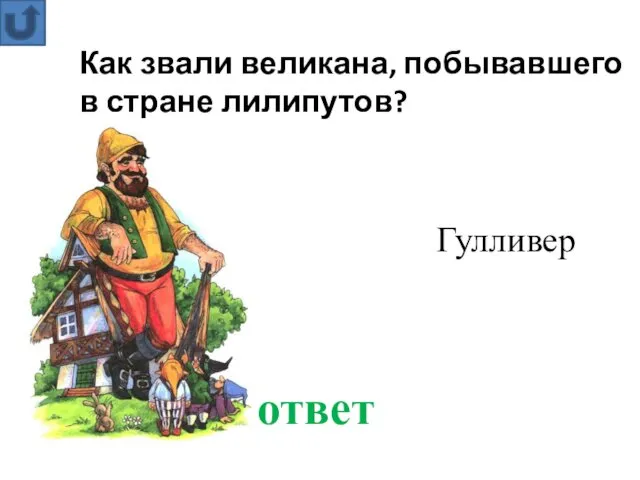 ответ Гулливер Как звали великана, побывавшего в стране лилипутов?