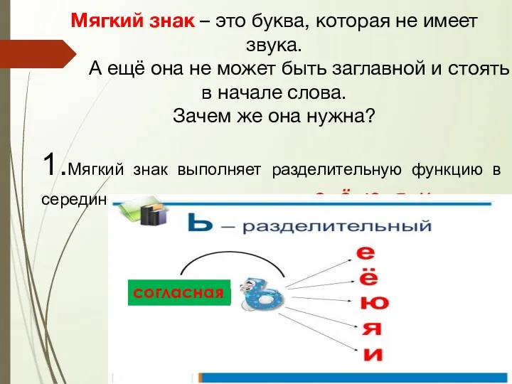 Мягкий знак – это буква, которая не имеет звука. А ещё она не