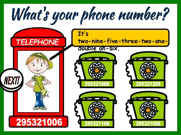 What's your phone number? It’s two-nine-five-three-two-one-double oh-six. 295321886 295321206 295321006 295321106 TELEPHONE 295321006