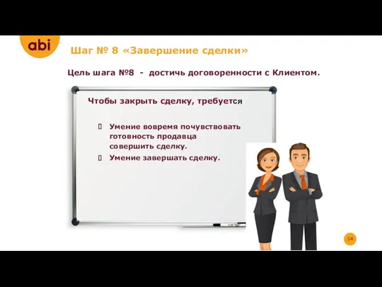 Чтобы закрыть сделку, требуется Умение вовремя почувствовать готовность продавца совершить