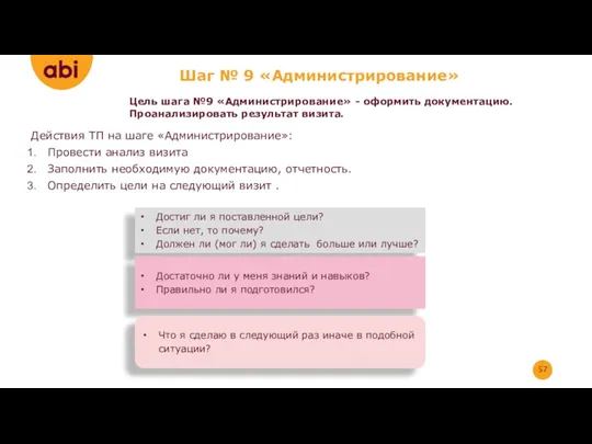 Цель шага №9 «Администрирование» - оформить документацию. Проанализировать результат визита.