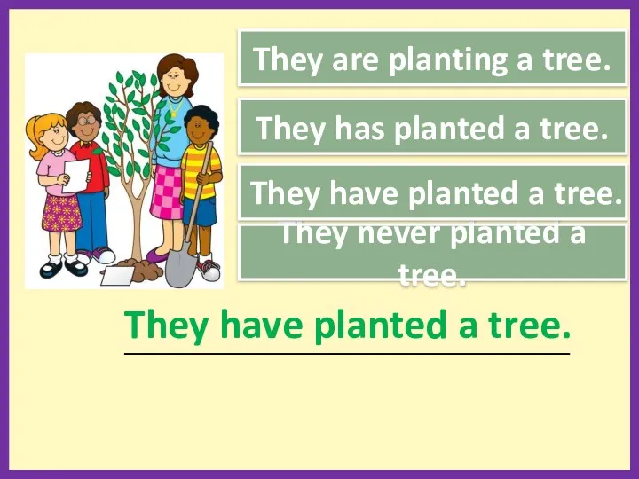 They are planting a tree. They never planted a tree.