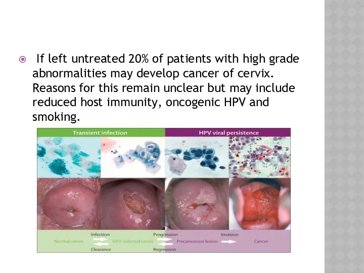 If left untreated 20% of patients with high grade abnormalities