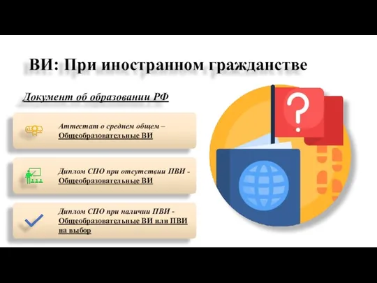 ВИ: При иностранном гражданстве Документ об образовании РФ