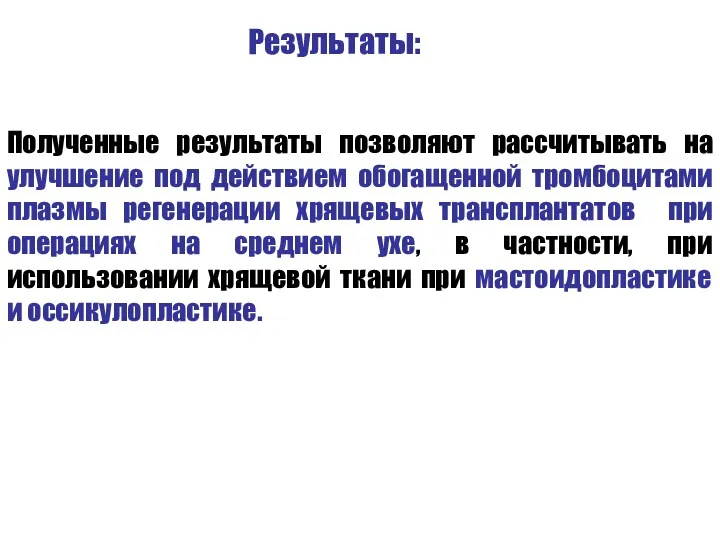 Результаты: Полученные результаты позволяют рассчитывать на улучшение под действием обогащенной