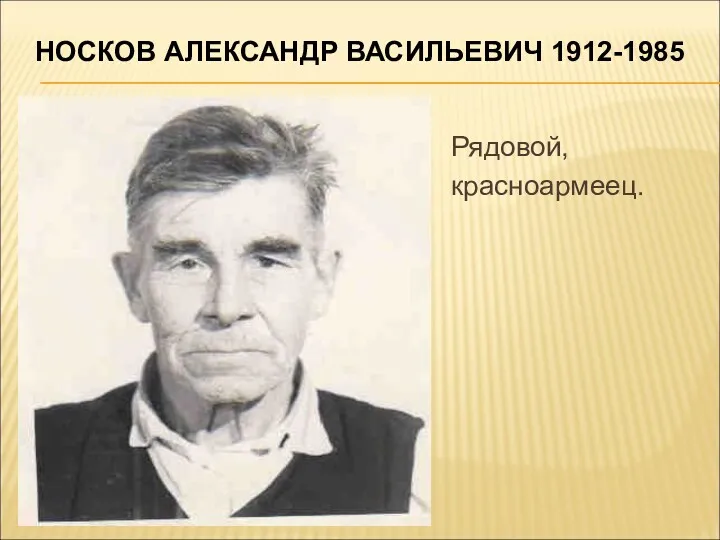 НОСКОВ АЛЕКСАНДР ВАСИЛЬЕВИЧ 1912-1985 Рядовой, красноармеец.