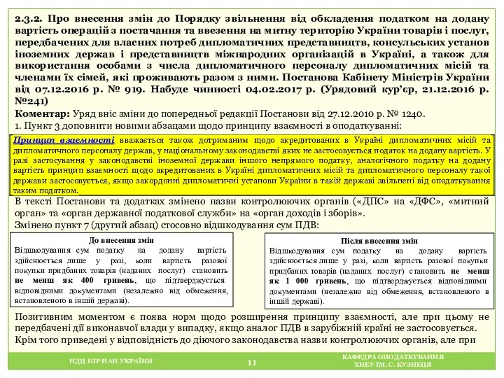 НДЦ ІПР НАН УКРАЇНИ КАФЕДРА ОПОДАТКУВАННЯ ХНЕУ ІМ. С. КУЗНЕЦЯ