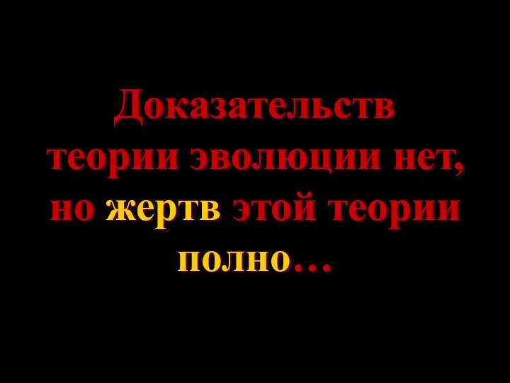 Доказательств теории эволюции нет, но жертв этой теории полно…