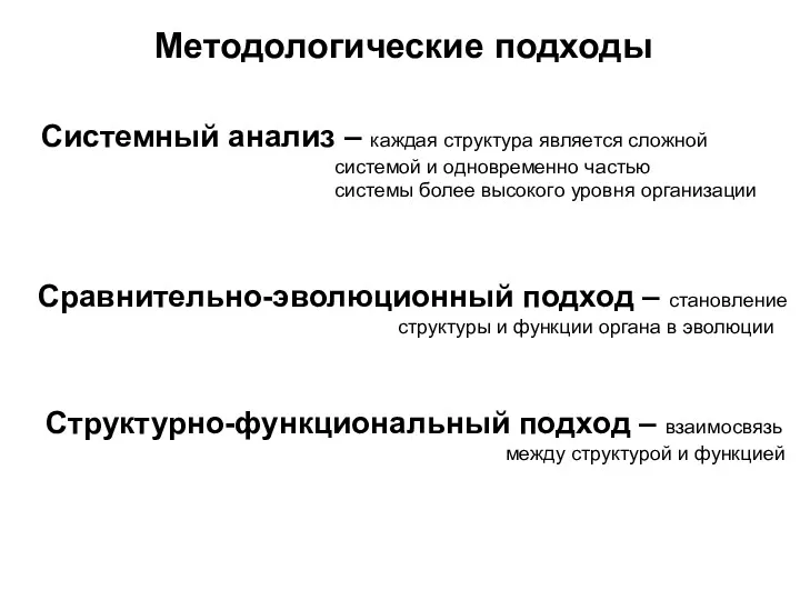 Методологические подходы Системный анализ – каждая структура является сложной системой