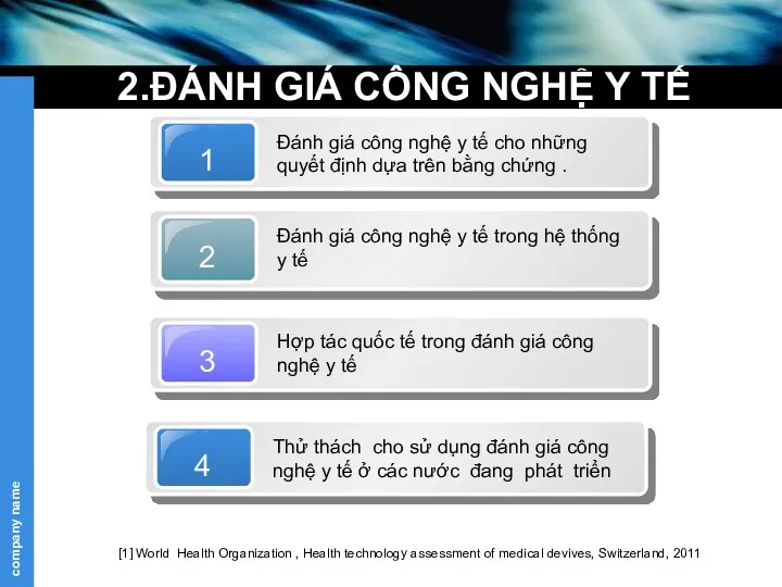 2.ĐÁNH GIÁ CÔNG NGHỆ Y TẾ [1] World Health Organization