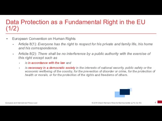 Data Protection as a Fundamental Right in the EU (1/2) European Convention on