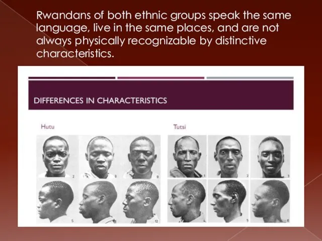 Rwandans of both ethnic groups speak the same language, live