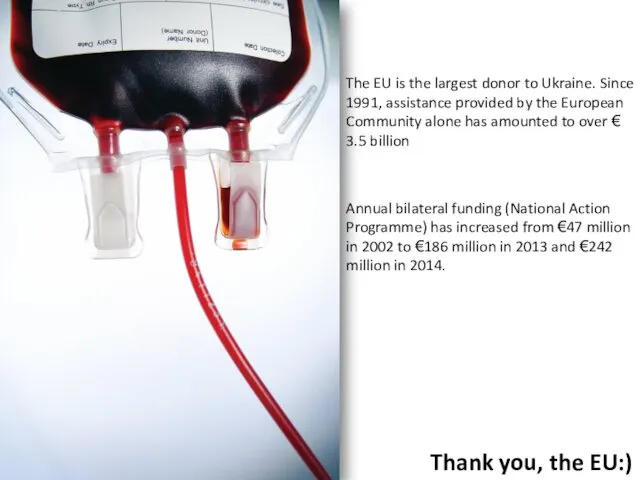 The EU is the largest donor to Ukraine. Since 1991,