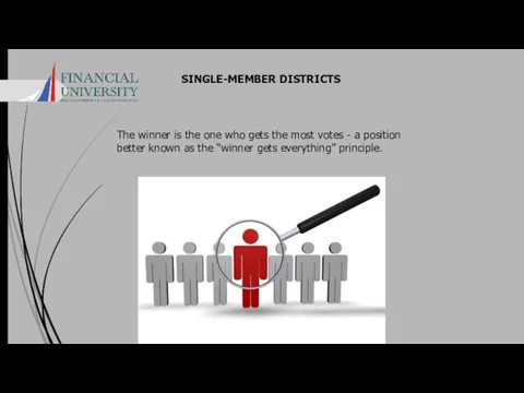 SINGLE-MEMBER DISTRICTS The winner is the one who gets the most votes -