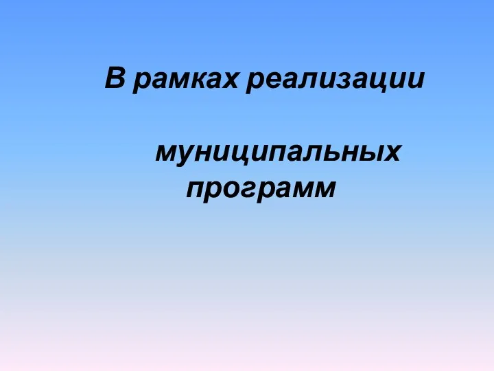 В рамках реализации муниципальных программ