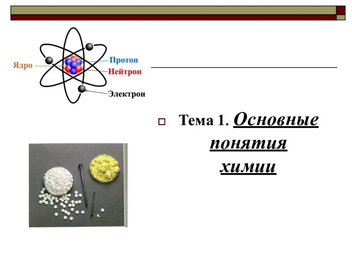 Тема 1. Основные понятия химии