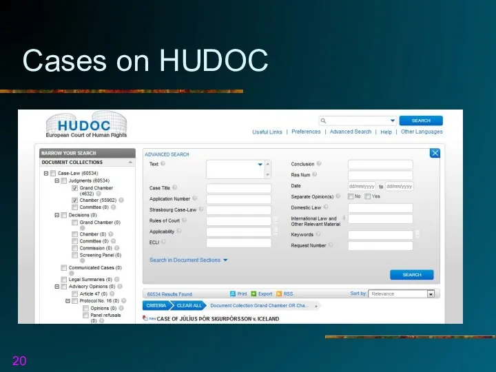 Cases on HUDOC