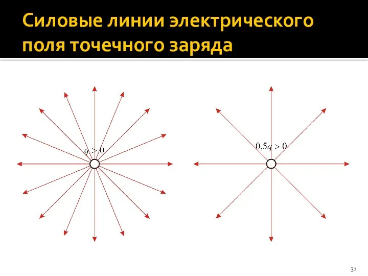 Силовые линии электрического поля точечного заряда