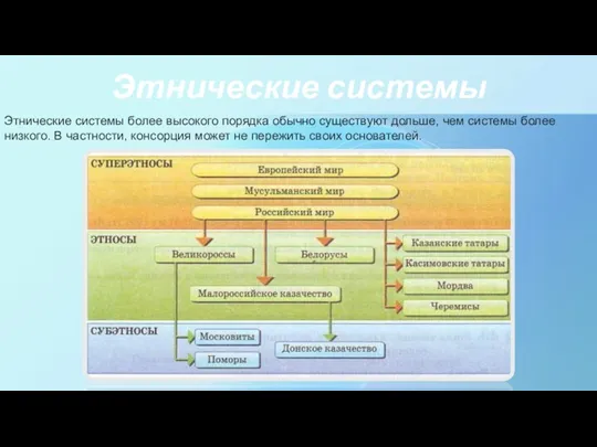 Этнические системы Этнические системы более высокого порядка обычно существуют дольше,