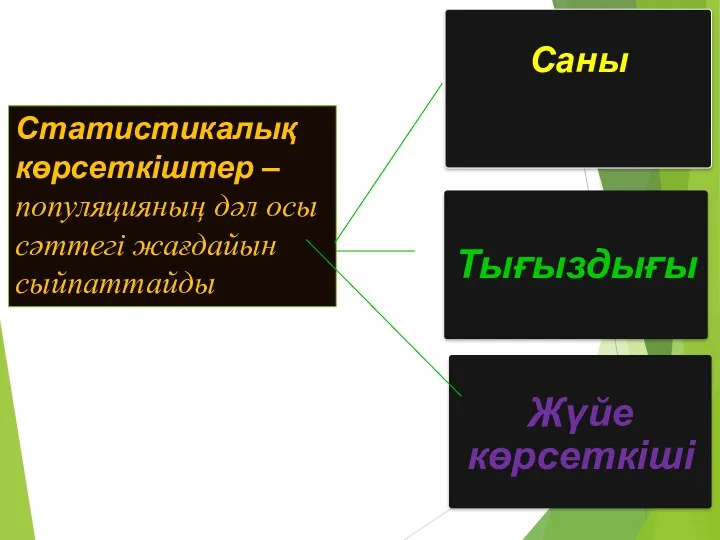 Статистикалық көрсеткіштер – популяцияның дәл осы сәттегі жағдайын сыйпаттайды