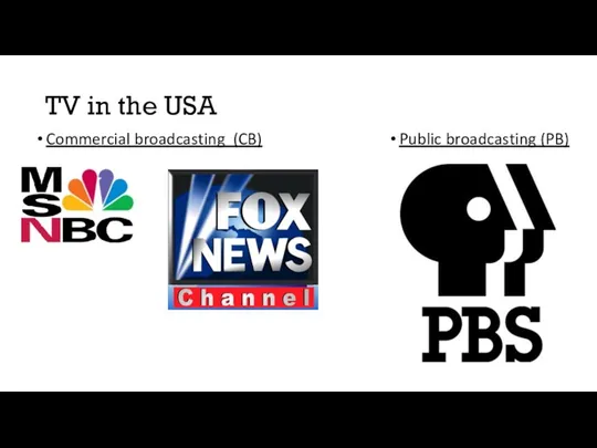 TV in the USA Commercial broadcasting (CB) Public broadcasting (PB)