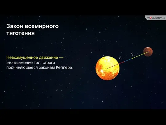 Закон всемирного тяготения Невозмущённое движение — это движение тел, строго подчиняющееся законам Кеплера.