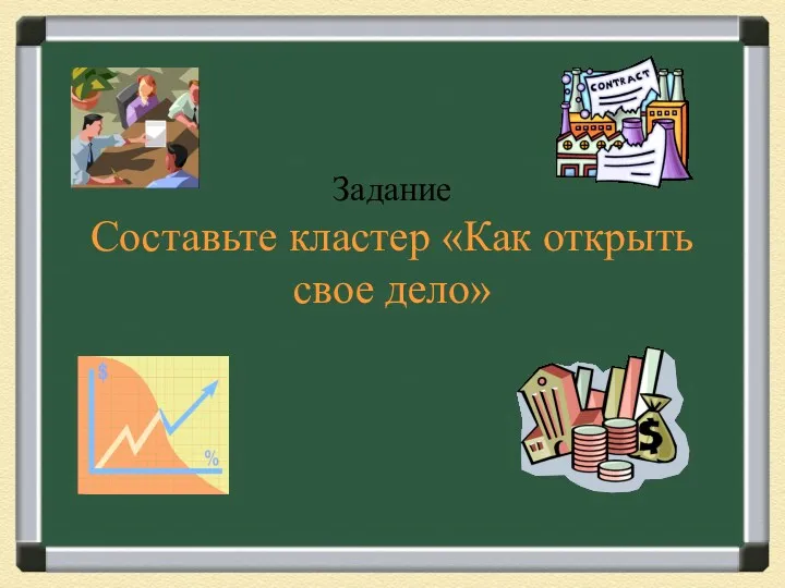 Задание Составьте кластер «Как открыть свое дело»